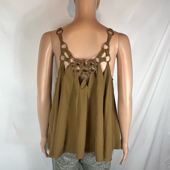Free People Hoop-Knotted Flowy Tank Top, Brown |XS - Picture 4 of 10